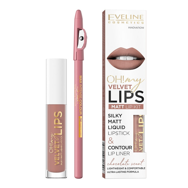 OH! my LIPS Velvet set ruj lichid + creion Eveline Cosmetics